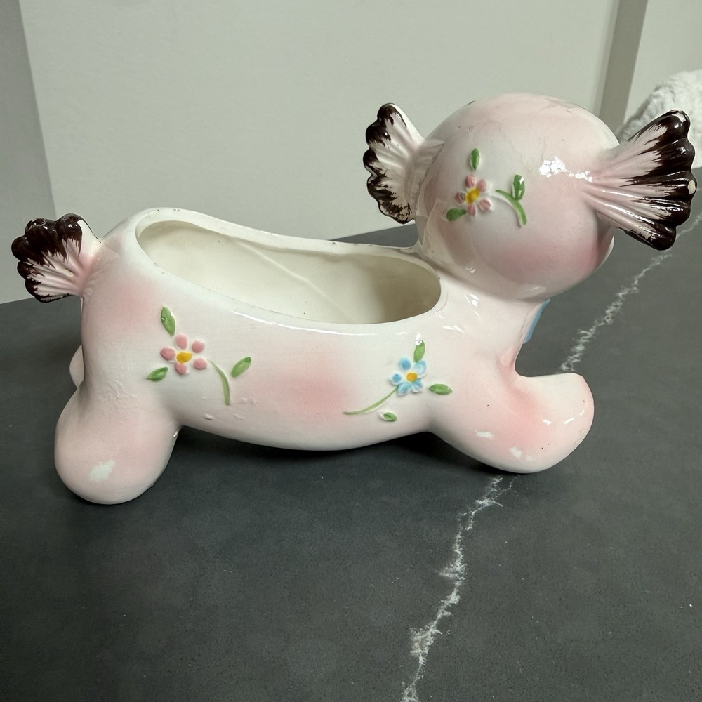 Vintage Inarco Puppy Dog Ceramic Planter Kitsch 5x7" - Picture 3 of 10